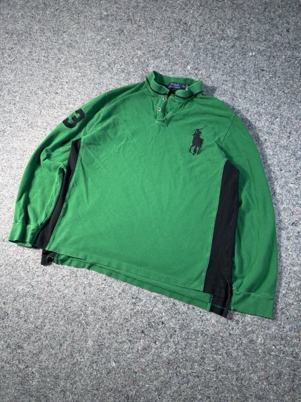 Polo Ralph Lauren Big Pony Long Sleeve Polo Shirt 2XLT Big & Tall Green Black